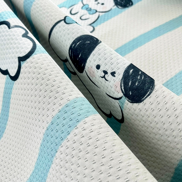 91家纺网 家纺一手货源 找家纺 倾慕家纺 2026新款A类满天星提花凉感凉席系列 条纹狗狗