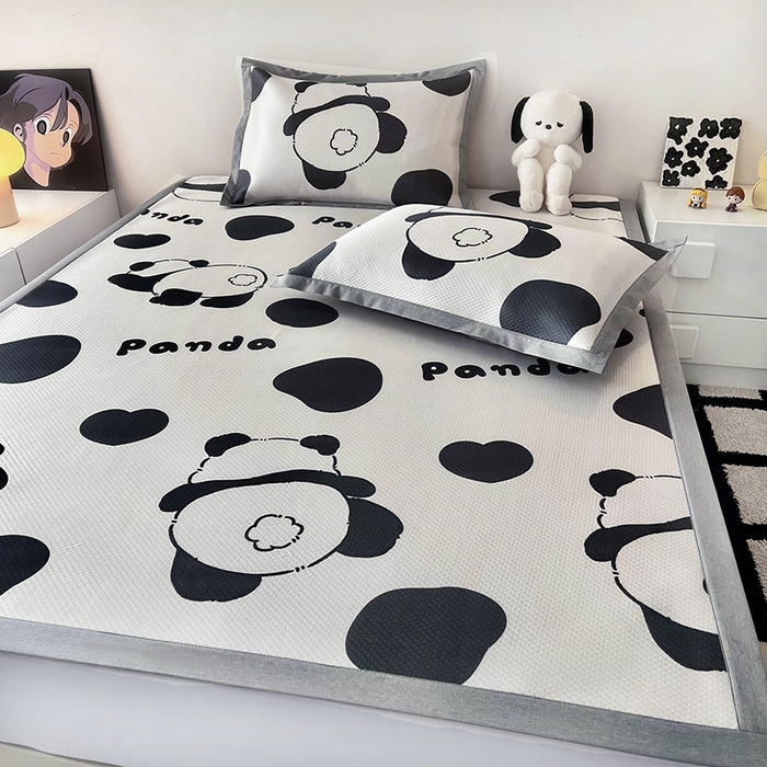 91家纺网 家纺一手货源 找家纺 倾慕家纺 2026新款A类满天星提花凉感凉席系列 PP熊猫