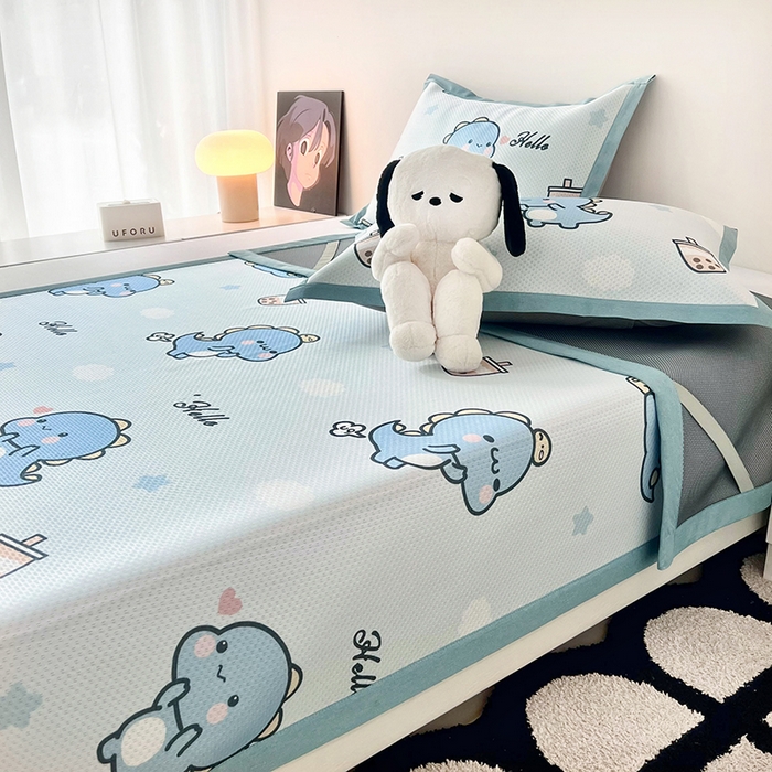 91家纺网 家纺一手货源 找家纺 倾慕家纺 2026新款A类满天星提花凉感凉席系列 波波小龙