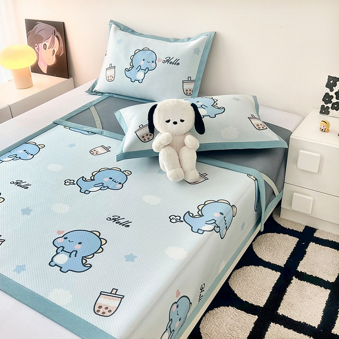 91家纺网 家纺一手货源 找家纺 倾慕家纺 2026新款A类满天星提花凉感凉席系列 波波小龙