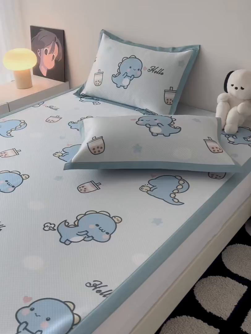 91家纺网 家纺一手货源 找家纺 倾慕家纺 2026新款A类满天星提花凉感凉席系列 波波小龙