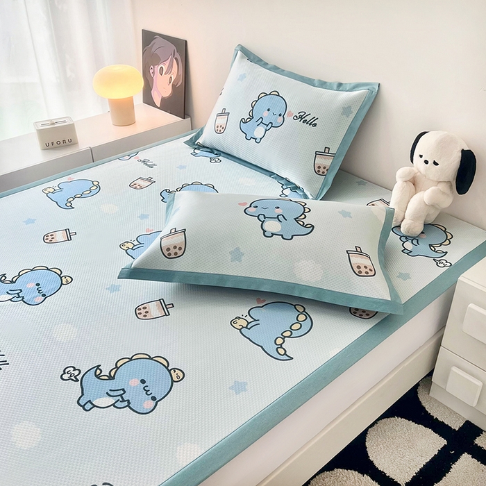 91家纺网 家纺一手货源 找家纺 倾慕家纺 2026新款A类满天星提花凉感凉席系列 波波小龙