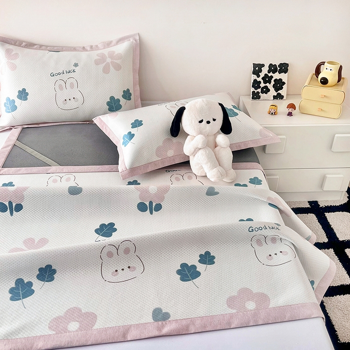 91家纺网 家纺一手货源 找家纺 倾慕家纺 2026新款A类满天星提花凉感凉席系列 开心兔