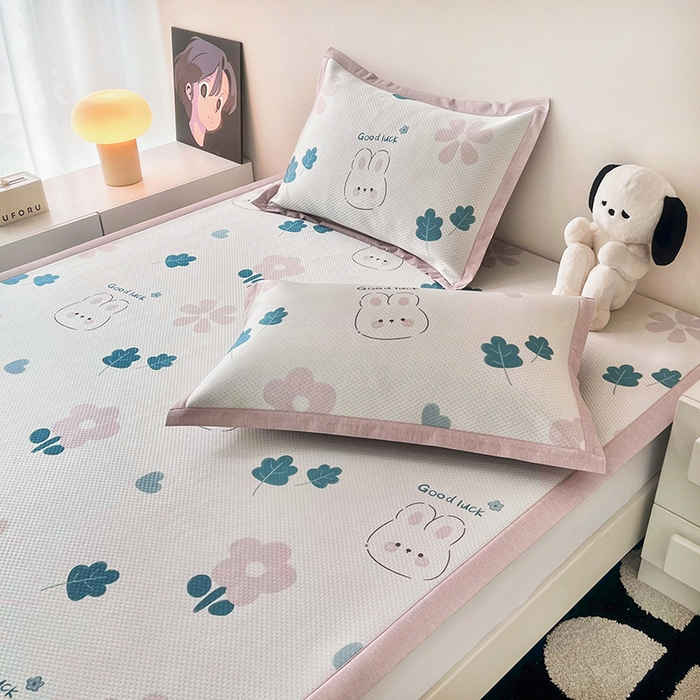 91家纺网 家纺一手货源 找家纺 倾慕家纺 2026新款A类满天星提花凉感凉席系列 开心兔