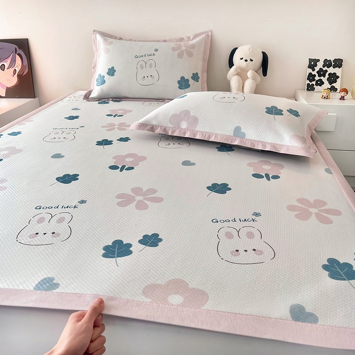 倾慕家纺 2026新款A类满天星提花凉感凉席系列 开心兔