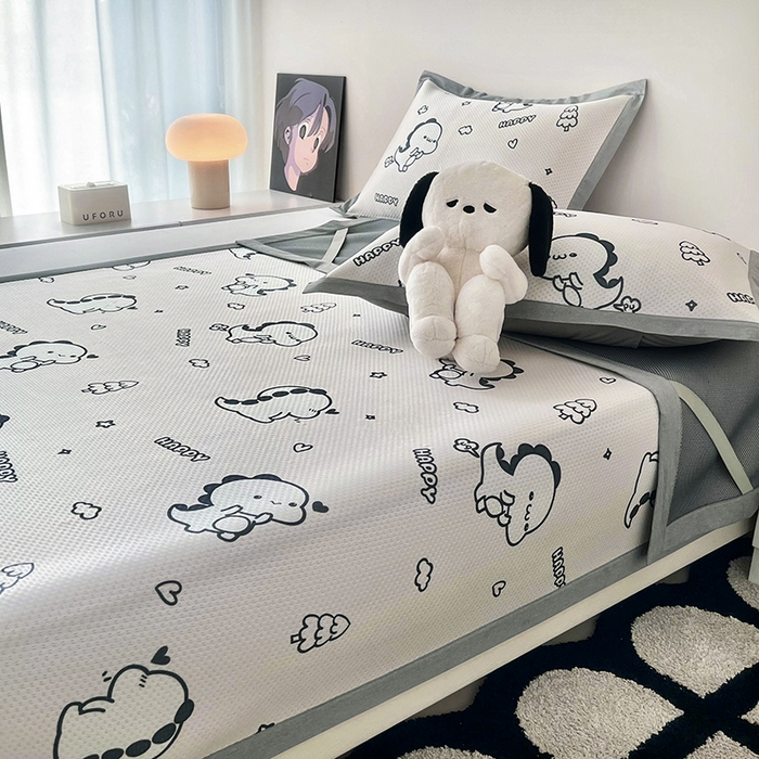 91家纺网 家纺一手货源 找家纺 倾慕家纺 2026新款A类满天星提花凉感凉席系列 哈皮龙