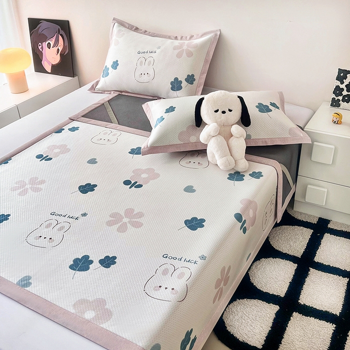 91家纺网 家纺一手货源 找家纺 倾慕家纺 2026新款A类满天星提花凉感凉席系列 开心兔