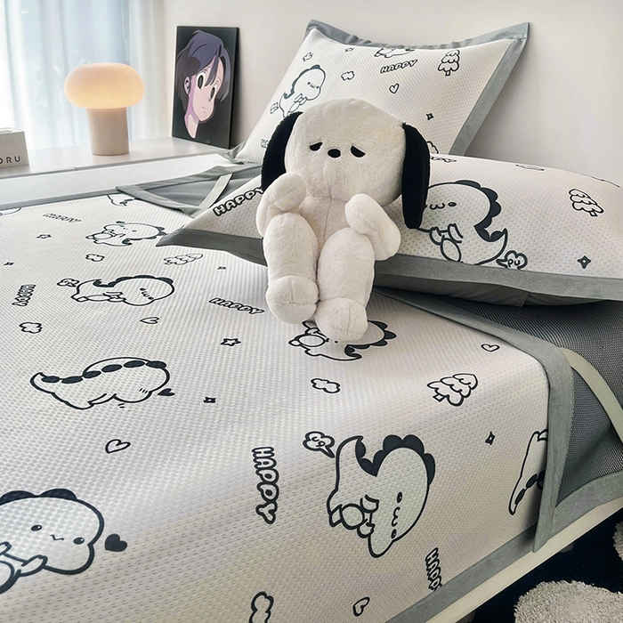 91家纺网 家纺一手货源 找家纺 倾慕家纺 2026新款A类满天星提花凉感凉席系列 哈皮龙