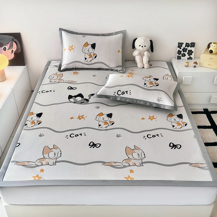 91家纺网 家纺一手货源 找家纺 倾慕家纺 2026新款A类满天星提花凉感凉席系列 小猫侠