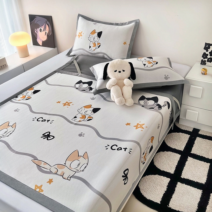 91家纺网 家纺一手货源 找家纺 倾慕家纺 2026新款A类满天星提花凉感凉席系列 小猫侠