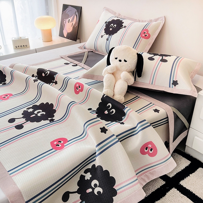 91家纺网 家纺一手货源 找家纺 倾慕家纺 2026新款A类满天星提花凉感凉席系列 律动小球