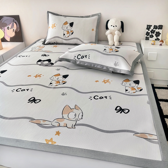 91家纺网 家纺一手货源 找家纺 倾慕家纺 2026新款A类满天星提花凉感凉席系列 小猫侠