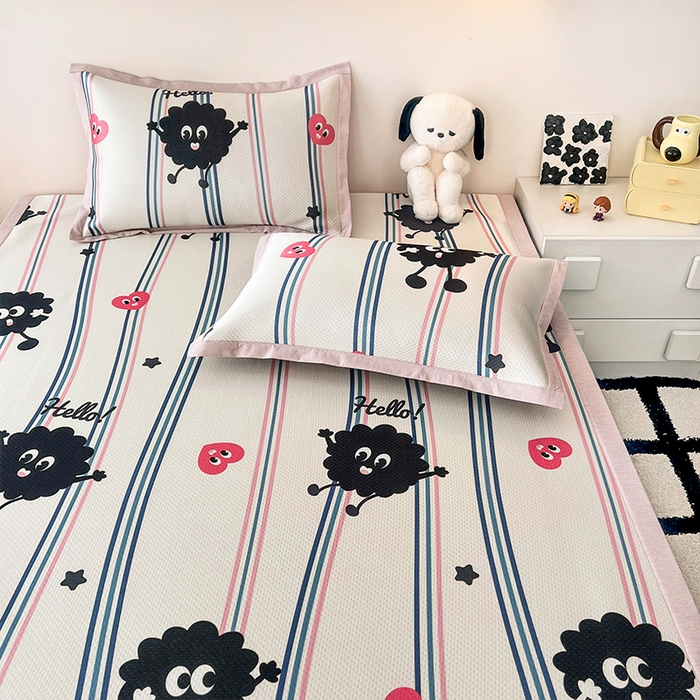 91家纺网 家纺一手货源 找家纺 倾慕家纺 2026新款A类满天星提花凉感凉席系列 律动小球