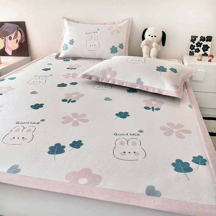 91家纺网 家纺一手货源 找家纺 倾慕家纺 2026新款A类满天星提花凉感凉席系列 开心兔