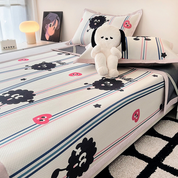 91家纺网 家纺一手货源 找家纺 倾慕家纺 2026新款A类满天星提花凉感凉席系列 律动小球