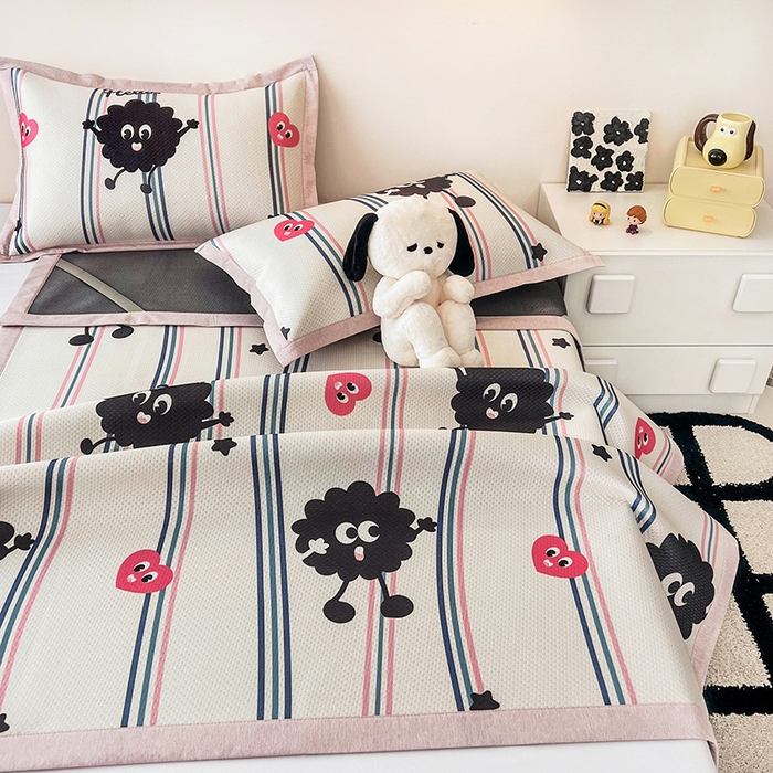 91家纺网 家纺一手货源 找家纺 倾慕家纺 2026新款A类满天星提花凉感凉席系列 律动小球