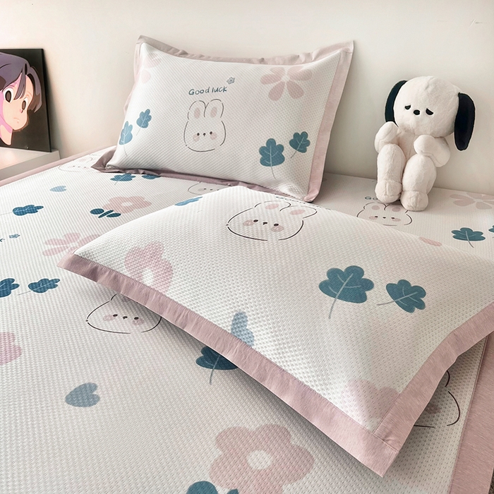 91家纺网 家纺一手货源 找家纺 倾慕家纺 2026新款A类满天星提花凉感凉席系列 开心兔