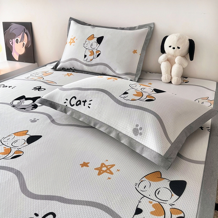 91家纺网 家纺一手货源 找家纺 倾慕家纺 2026新款A类满天星提花凉感凉席系列 小猫侠