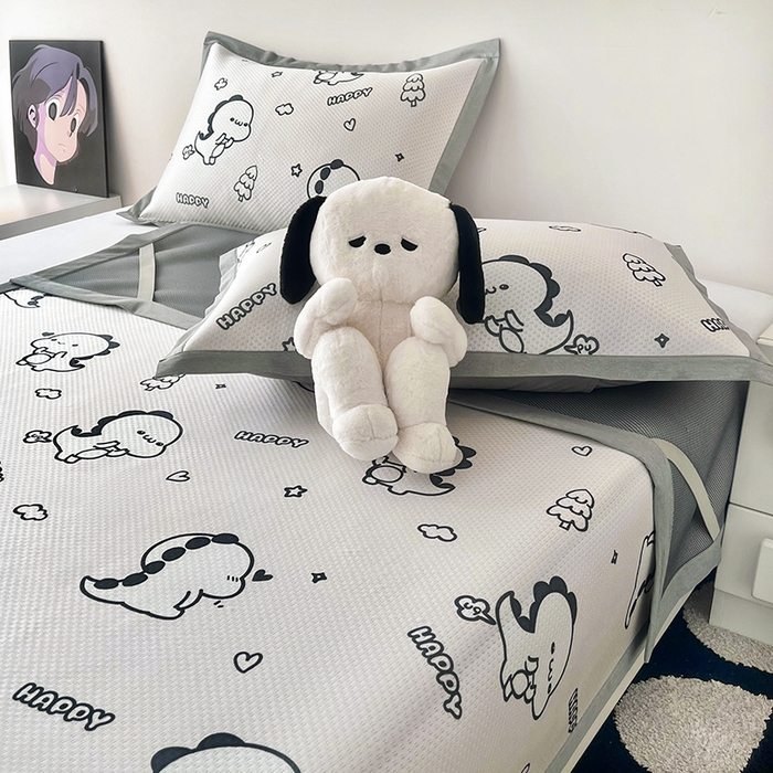 91家纺网 家纺一手货源 找家纺 倾慕家纺 2026新款A类满天星提花凉感凉席系列 哈皮龙