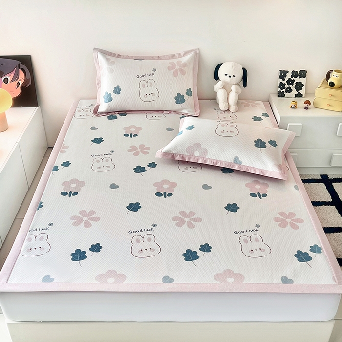 91家纺网 家纺一手货源 找家纺 倾慕家纺 2026新款A类满天星提花凉感凉席系列 开心兔