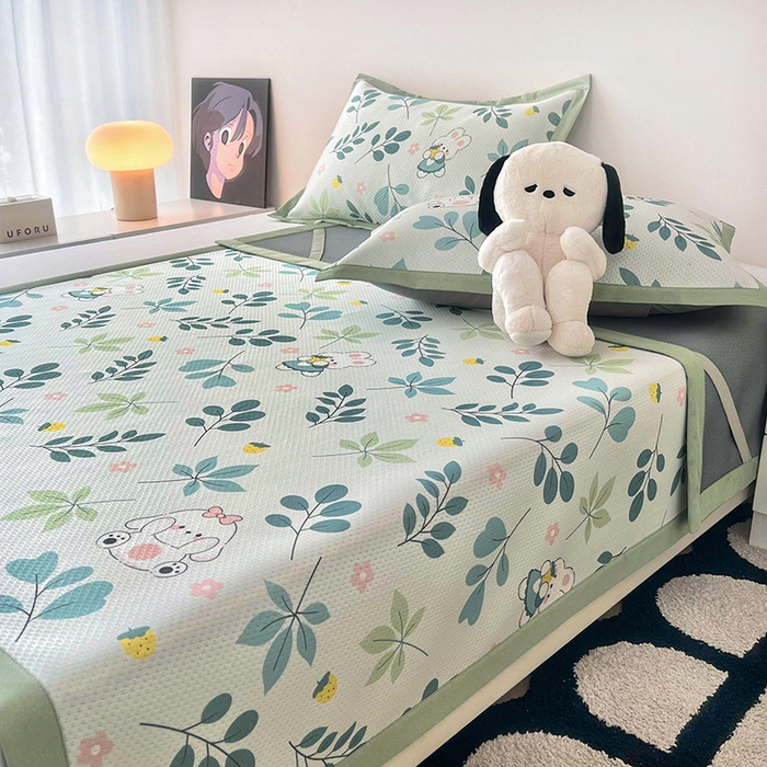 91家纺网 家纺一手货源 找家纺 倾慕家纺 2026新款A类满天星提花凉感凉席系列 叶小兔