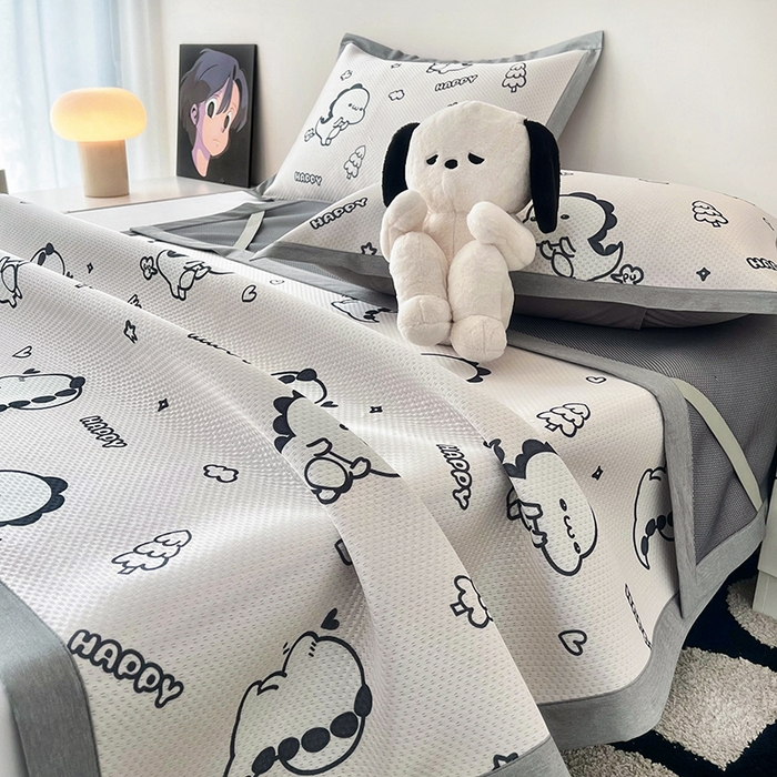 91家纺网 家纺一手货源 找家纺 倾慕家纺 2026新款A类满天星提花凉感凉席系列 哈皮龙