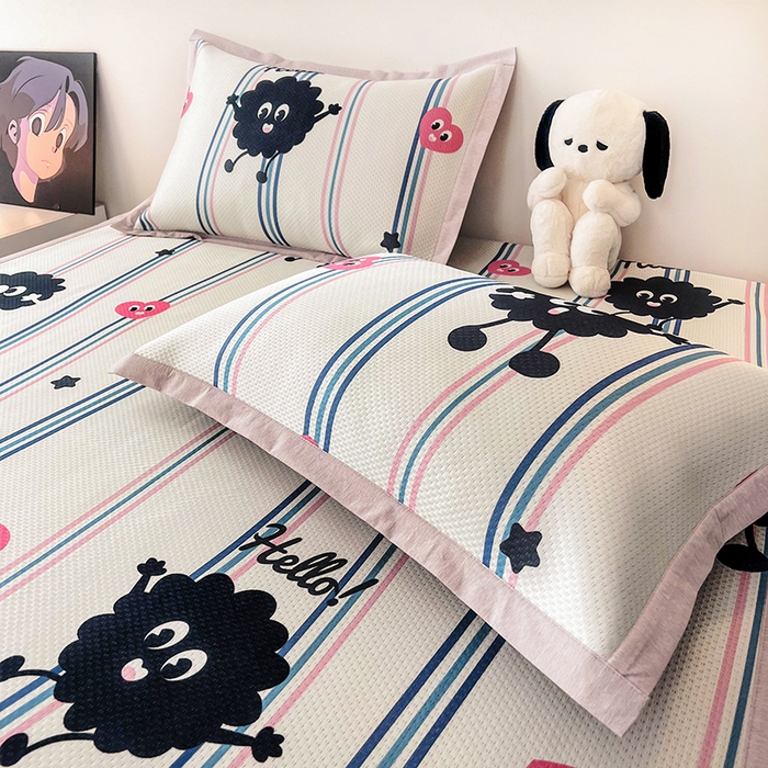 91家纺网 家纺一手货源 找家纺 倾慕家纺 2026新款A类满天星提花凉感凉席系列 律动小球