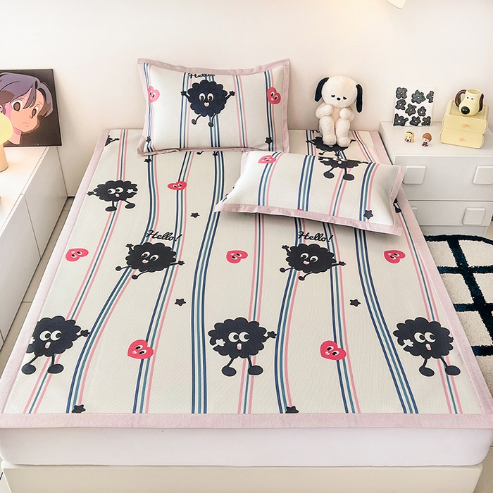 91家纺网 家纺一手货源 找家纺 倾慕家纺 2026新款A类满天星提花凉感凉席系列 律动小球