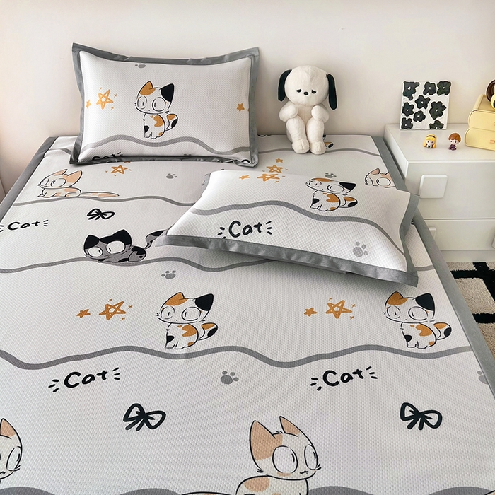 91家纺网 家纺一手货源 找家纺 倾慕家纺 2026新款A类满天星提花凉感凉席系列 小猫侠