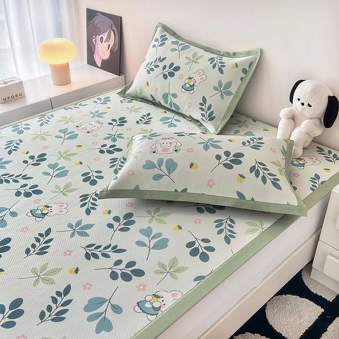 91家纺网 家纺一手货源 找家纺 倾慕家纺 2026新款A类满天星提花凉感凉席系列 叶小兔