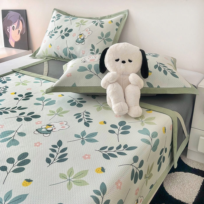 91家纺网 家纺一手货源 找家纺 倾慕家纺 2026新款A类满天星提花凉感凉席系列 叶小兔