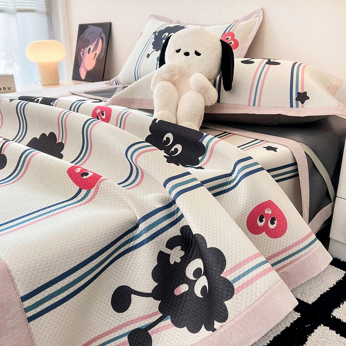 91家纺网 家纺一手货源 找家纺 倾慕家纺 2026新款A类满天星提花凉感凉席系列 律动小球