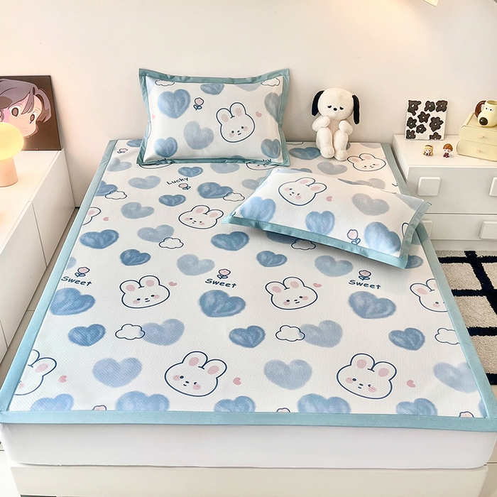 91家纺网 家纺一手货源 找家纺 倾慕家纺 2026新款A类满天星提花凉感凉席系列 蓝色爱恋