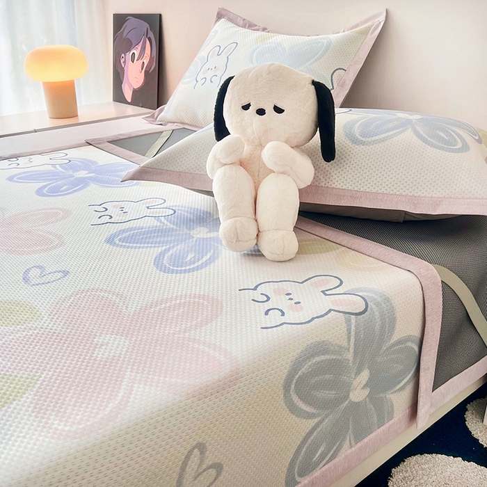 91家纺网 家纺一手货源 找家纺 倾慕家纺 2026新款A类满天星提花凉感凉席系列 缤纷兔