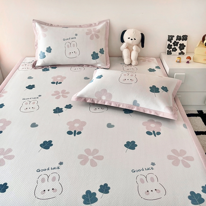 91家纺网 家纺一手货源 找家纺 倾慕家纺 2026新款A类满天星提花凉感凉席系列 开心兔