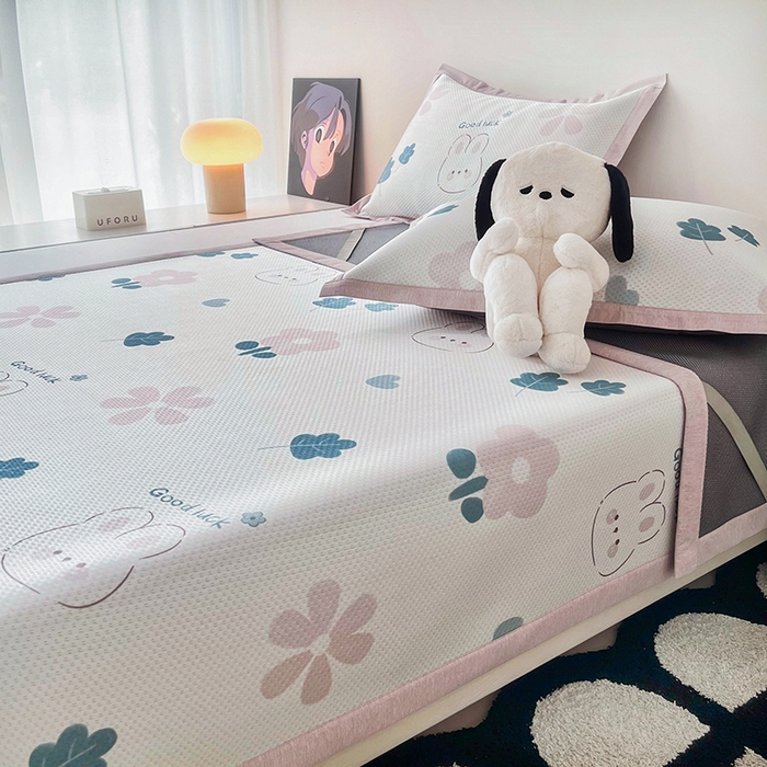 91家纺网 家纺一手货源 找家纺 倾慕家纺 2026新款A类满天星提花凉感凉席系列 开心兔