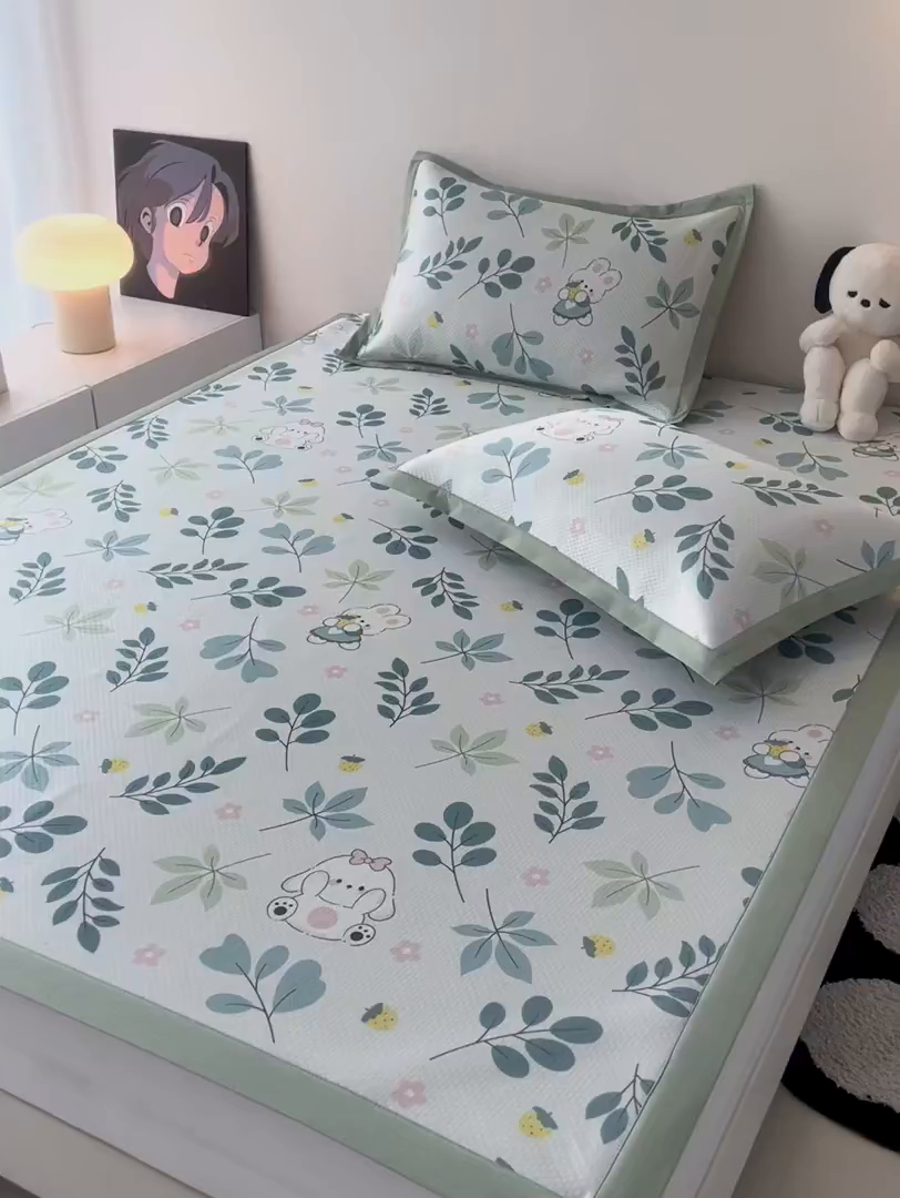 91家纺网 家纺一手货源 找家纺 倾慕家纺 2026新款A类满天星提花凉感凉席系列 叶小兔