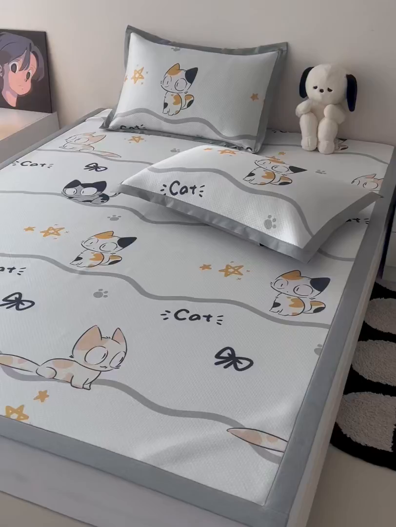 91家纺网 家纺一手货源 找家纺 倾慕家纺 2026新款A类满天星提花凉感凉席系列 小猫侠