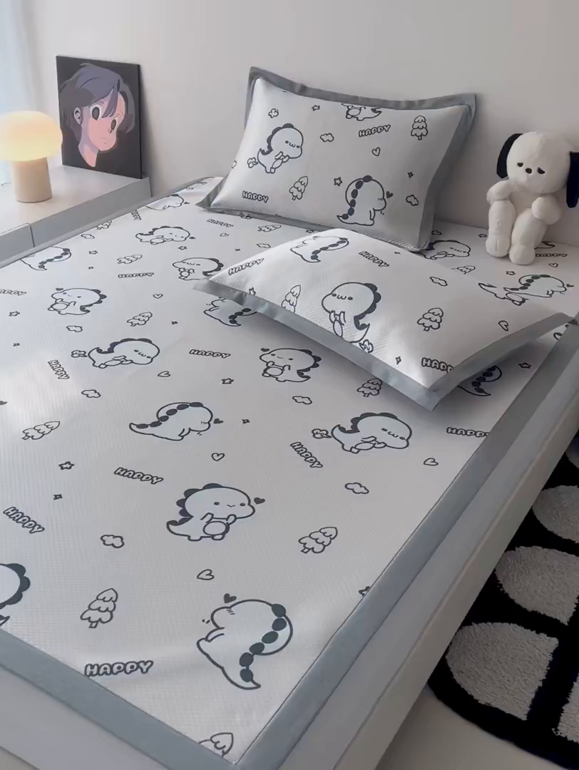 91家纺网 家纺一手货源 找家纺 倾慕家纺 2026新款A类满天星提花凉感凉席系列 哈皮龙