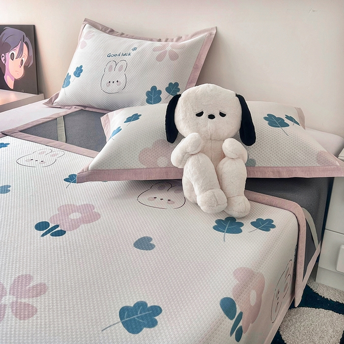 91家纺网 家纺一手货源 找家纺 倾慕家纺 2026新款A类满天星提花凉感凉席系列 开心兔