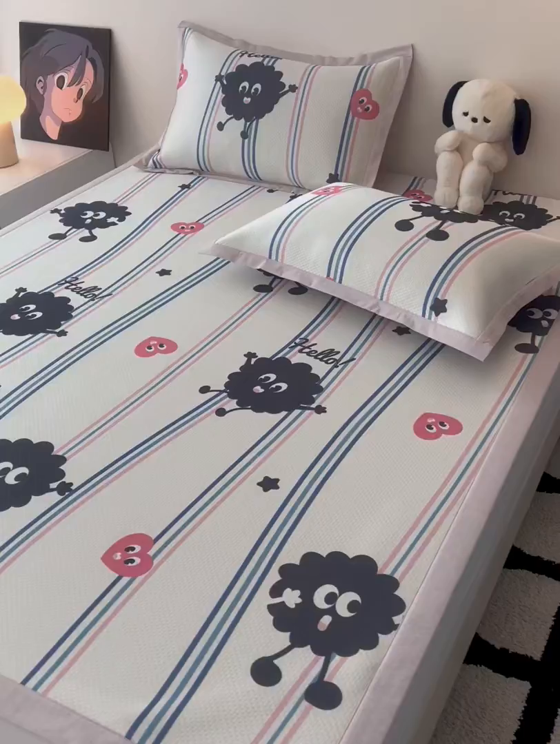 91家纺网 家纺一手货源 找家纺 倾慕家纺 2026新款A类满天星提花凉感凉席系列 律动小球