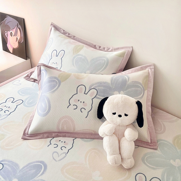 91家纺网 家纺一手货源 找家纺 倾慕家纺 2026新款A类满天星提花凉感凉席系列 缤纷兔