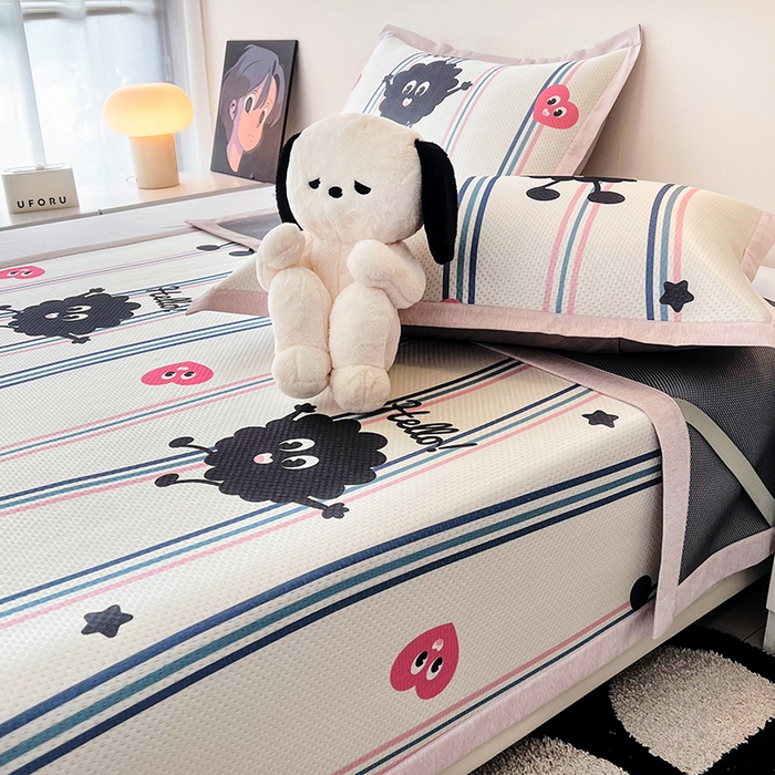 91家纺网 家纺一手货源 找家纺 倾慕家纺 2026新款A类满天星提花凉感凉席系列 律动小球