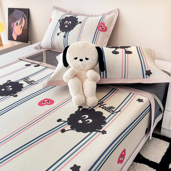 91家纺网 家纺一手货源 找家纺 倾慕家纺 2026新款A类满天星提花凉感凉席系列 律动小球