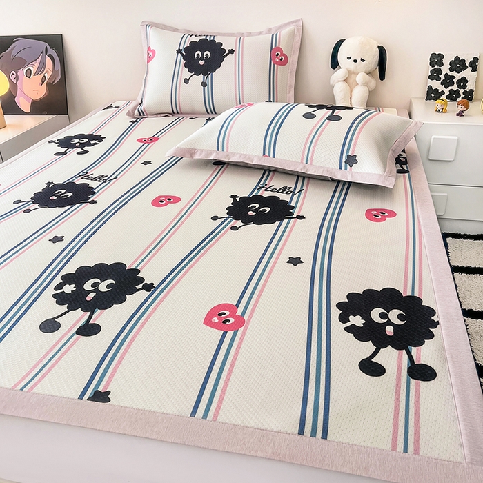 91家纺网 家纺一手货源 找家纺 倾慕家纺 2026新款A类满天星提花凉感凉席系列 律动小球