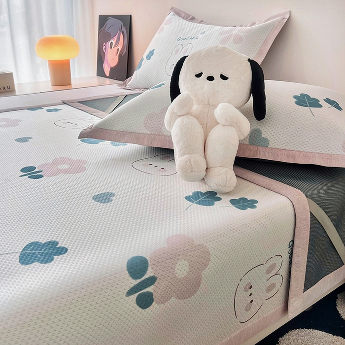 91家纺网 家纺一手货源 找家纺 倾慕家纺 2026新款A类满天星提花凉感凉席系列 开心兔