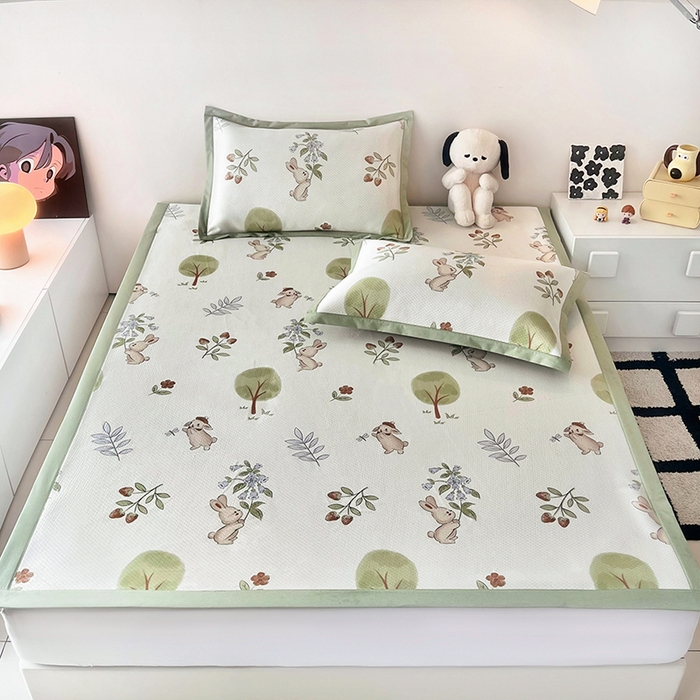 91家纺网 家纺一手货源 找家纺 倾慕家纺 2026新款A类满天星提花凉感凉席系列 小森林