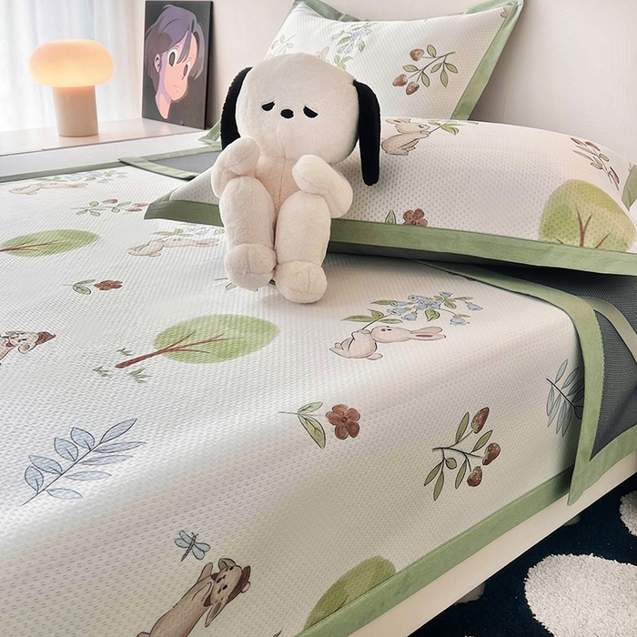 91家纺网 家纺一手货源 找家纺 倾慕家纺 2026新款A类满天星提花凉感凉席系列 小森林