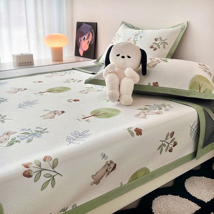 91家纺网 家纺一手货源 找家纺 倾慕家纺 2026新款A类满天星提花凉感凉席系列 小森林