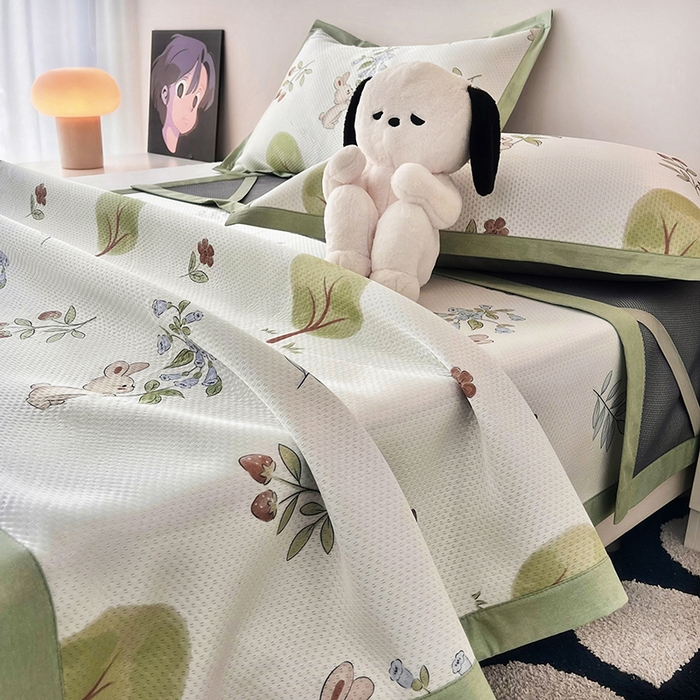 91家纺网 家纺一手货源 找家纺 倾慕家纺 2026新款A类满天星提花凉感凉席系列 小森林